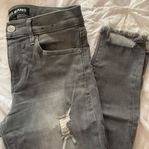 Express distressed ultimate stretch mid rise ankle leggings